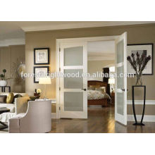 Moderna de cor branca, porta de vidro decorativo, baixo preço duplo portas francesas